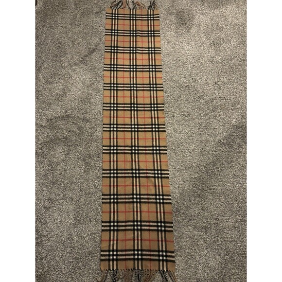 BURBERRYS OF LONDON 60% CASHMERE 40% LAMBSWOOL NOVA CHECK SCARF 53" x 11.5” - Picture 6 of 6